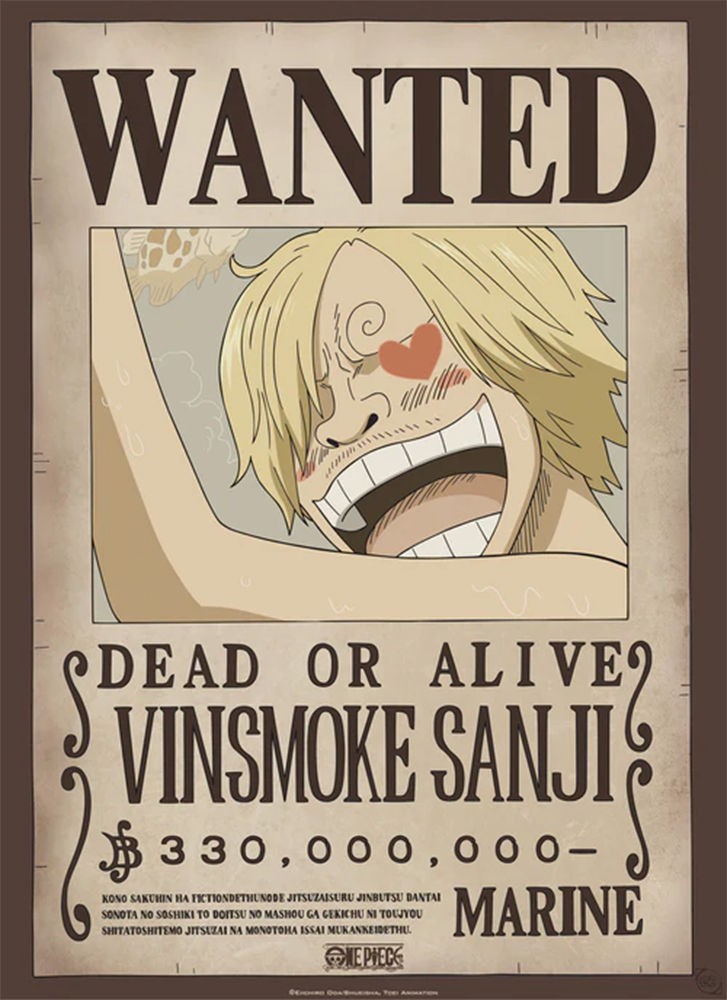 Poster Studio B - One Piece Wanted Vinsmoke Sanji Anime Luffy 24x36