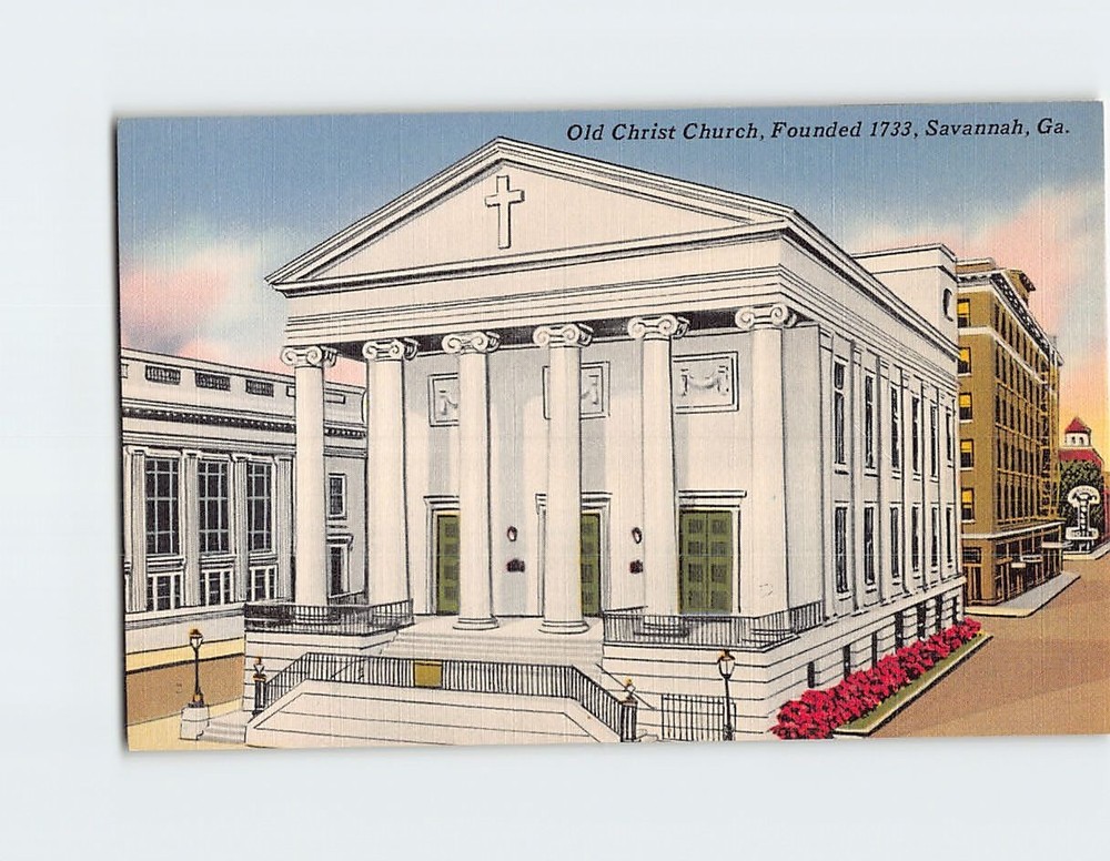 Postcard Old Christ Church Savannah Georgia USA