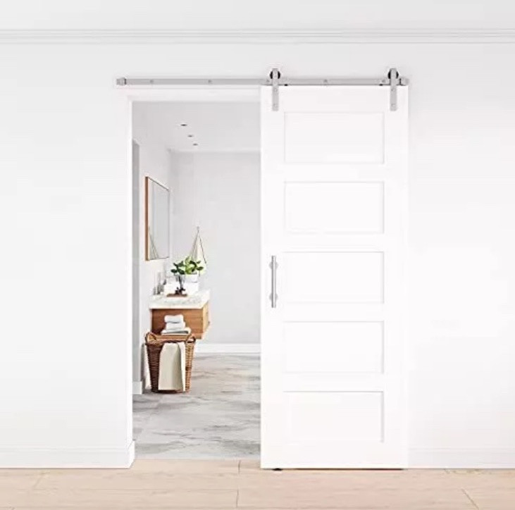 12-Inch Brushed Nickel Sliding Barn Door Handle with Flush Finger Pull