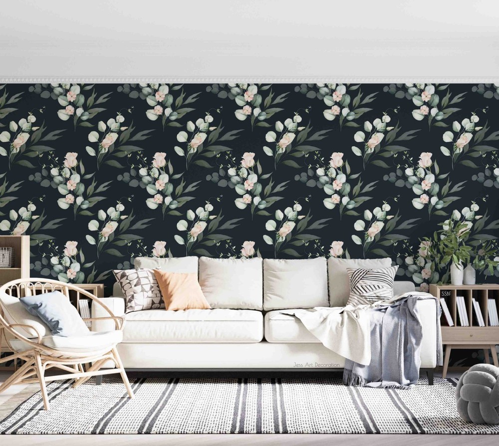3D Flowers Leaves Watercolor Pattern Wall Murals Wallpaper Murals Wall Sticker