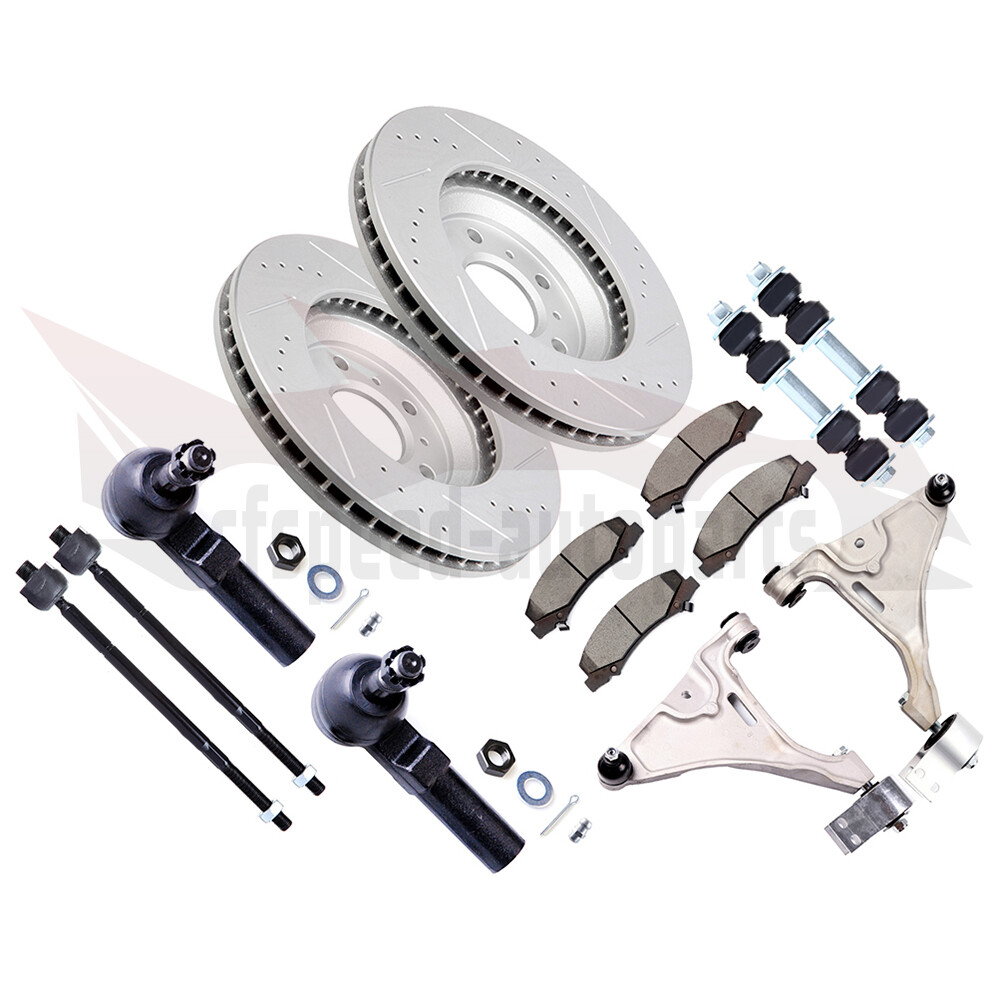 10PCS Front Lower Control Arm & Brake Rotor Pad Kit for 06-11 Buick Lucerne
