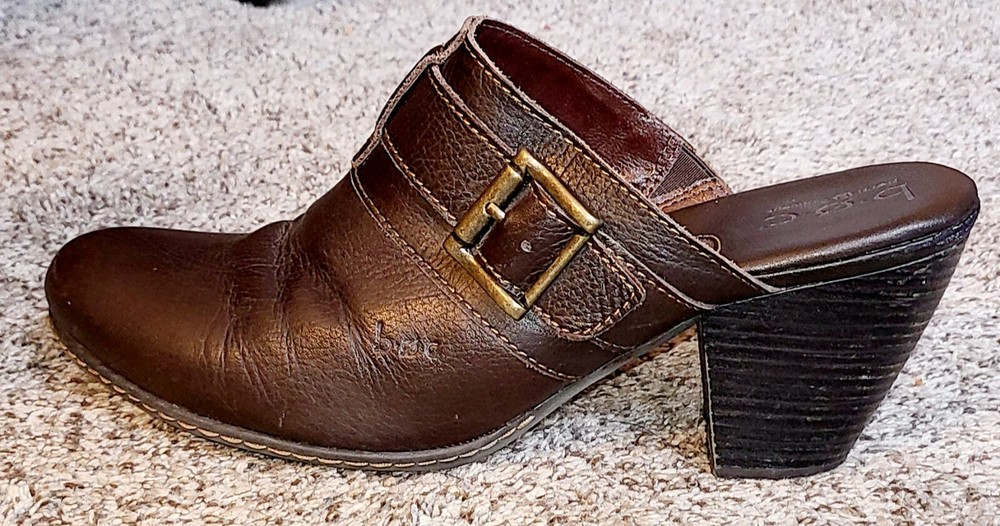 Born Concept Women's Shoes 10M Mule Heels Brown Leather