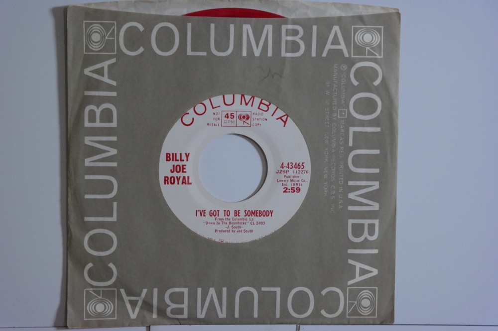 Billy Joe Royal, Columbia Promo Red Vinyl #43465 Rare 45 Record