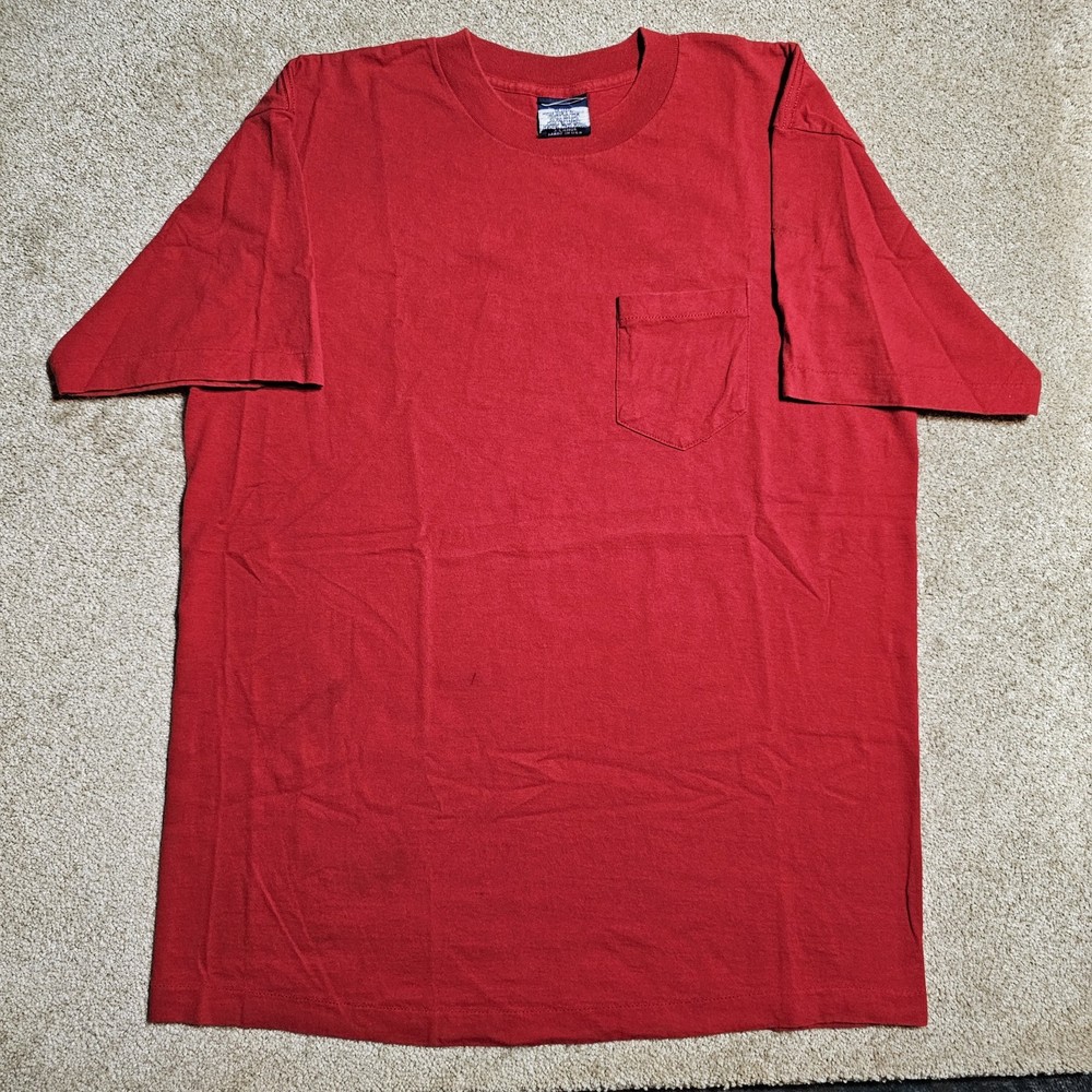 Vintage 90s Thrashed Blank Single Red Pocket T-shirt Mens XL Grunge Skate Punk