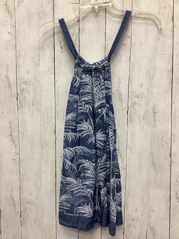 Tommy Bahama Women's Blue Tropical Palm Leaf Halter Sleeveless Tank Top Shirt