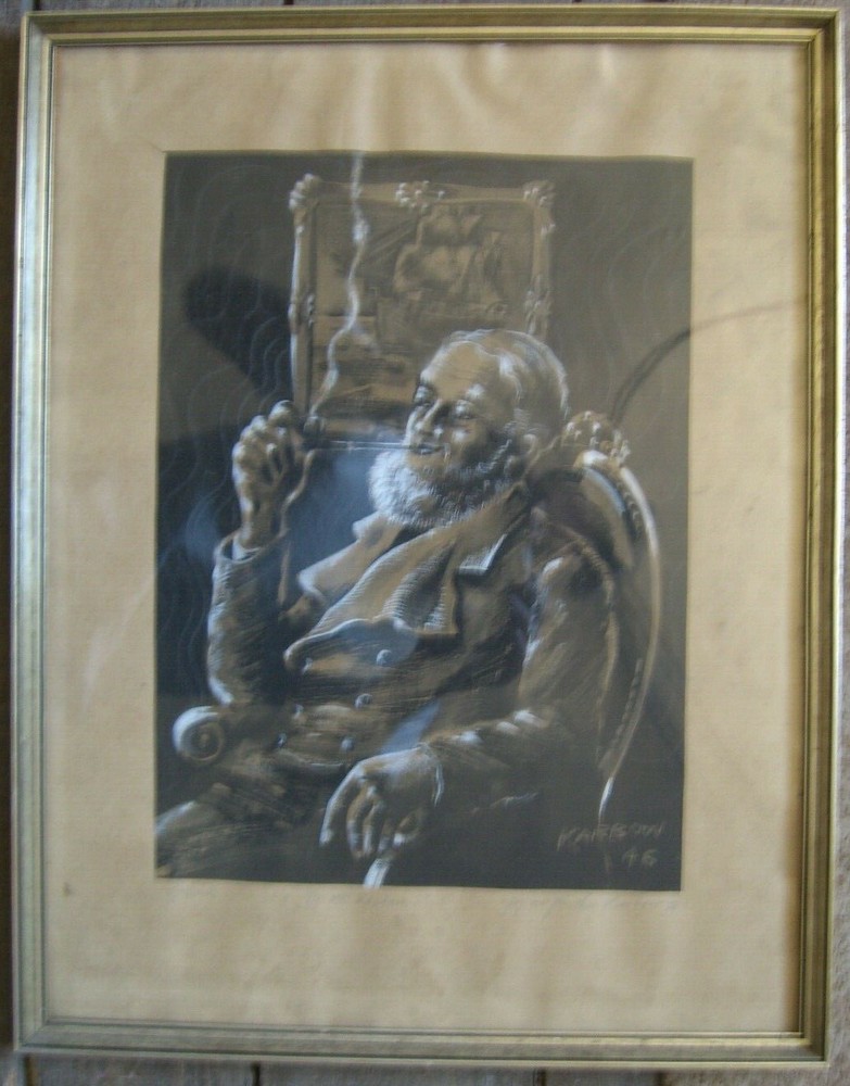 Carbide Old Man Pipe Smoking Captain Ship Sailor Fat Antique Signed