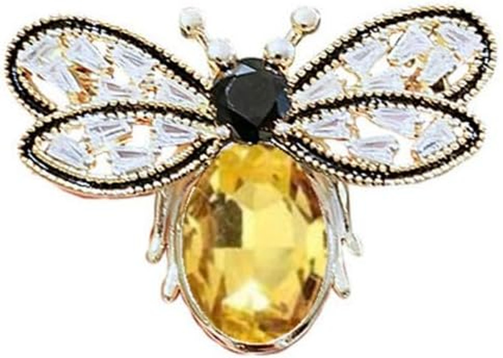 Colorful Rhinestone Crystal Bee Brooch Pin Vintage Bee Pearl Lapel Pin for Wo...