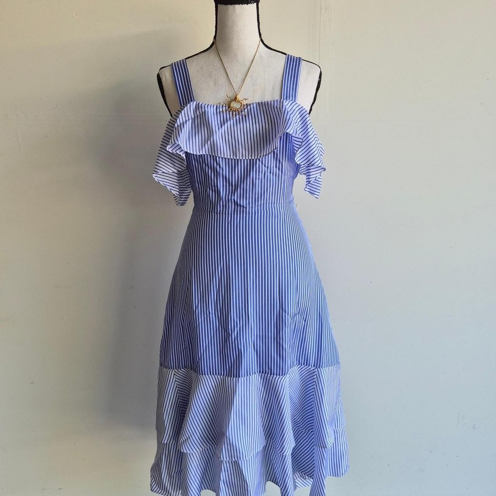 J.Crew Collection Ruffle Silk Dress Women 0 Coastal Preppy Nautical Euro Summer