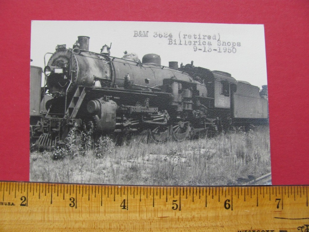 Boston & Maine Railroad Locomotive #3624 Train Photo 1950 Billerica Shops Ma