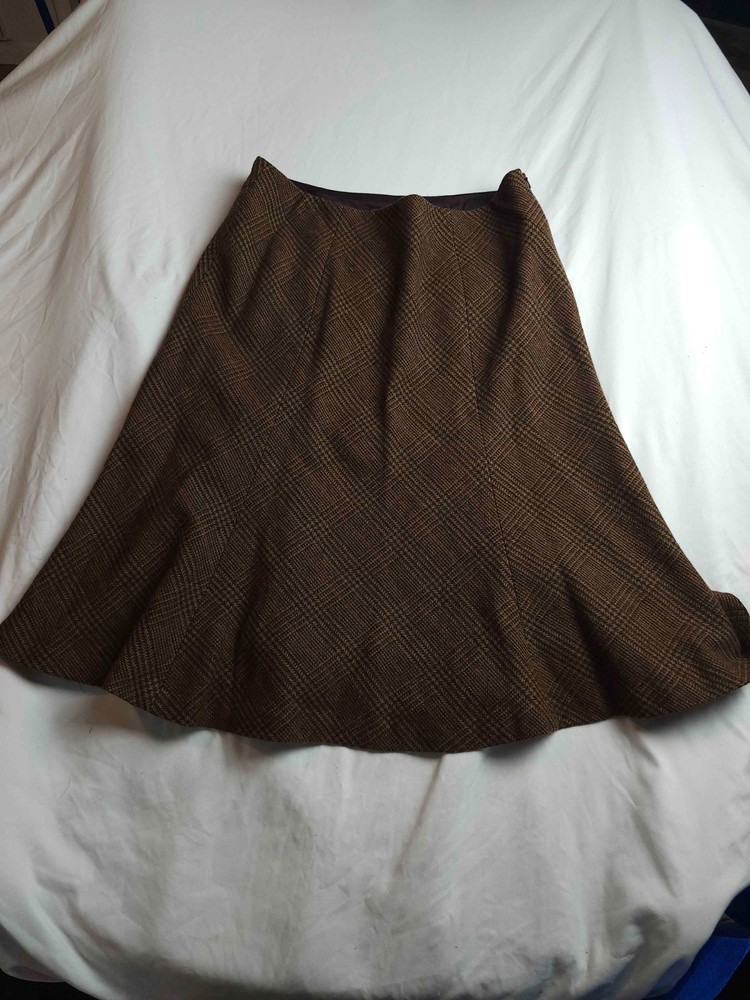 Chaps Skirt Womens Size 10 Brown Plaid Wool Blend A-Line Knee Length Classic