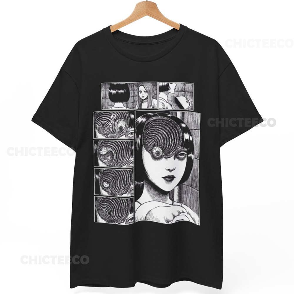 Creepy Girl Horror Manga T-Shirt Dark Anime Gothic Aesthetic Unisex Tee