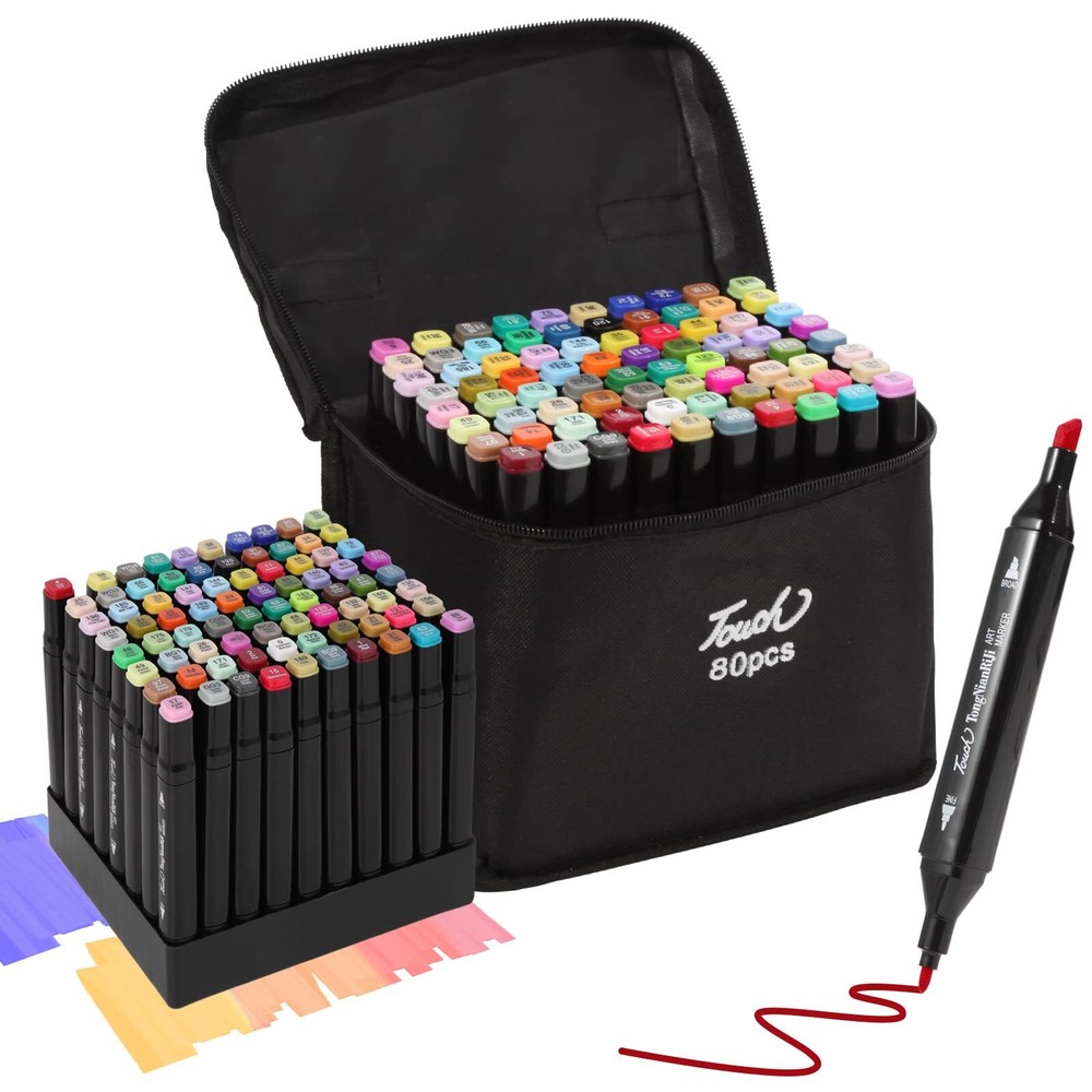 Hyrrt 80 Colors Dual Tips Alcohol Markers, Art Markers Pens with Pen Holder, ...