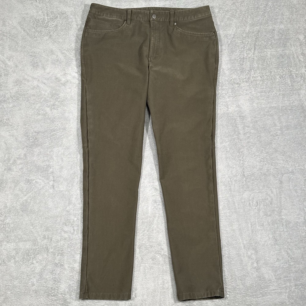Lululemon ABC Pants Men Utilitech Slim 36x32 Olive Green 5 Pocket Stretch Casual