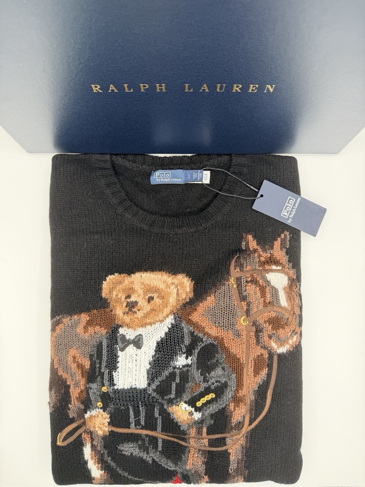 Polo Ralph Lauren Men's Polo Bear Horse Wool Sweater - Size Large