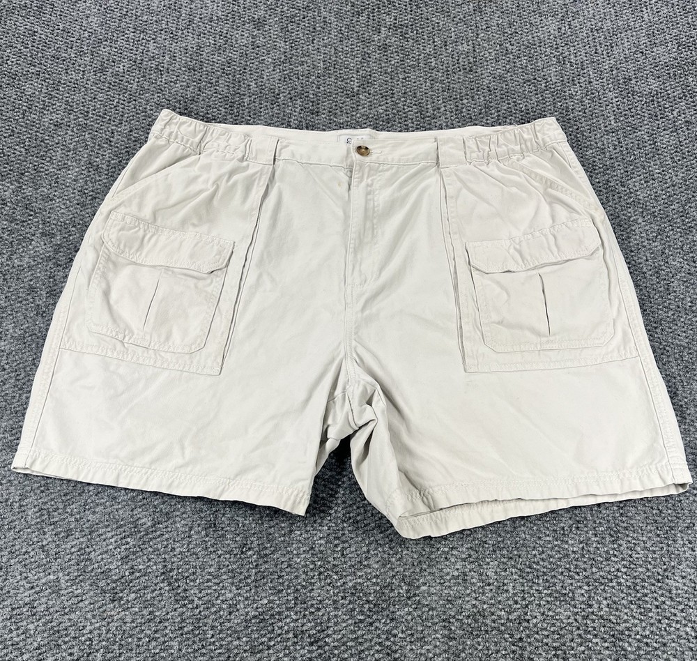 Croft & Barrow Cargo Shorts Mens 44 Light Khaki Cotton Fishing Outdoors Hiking