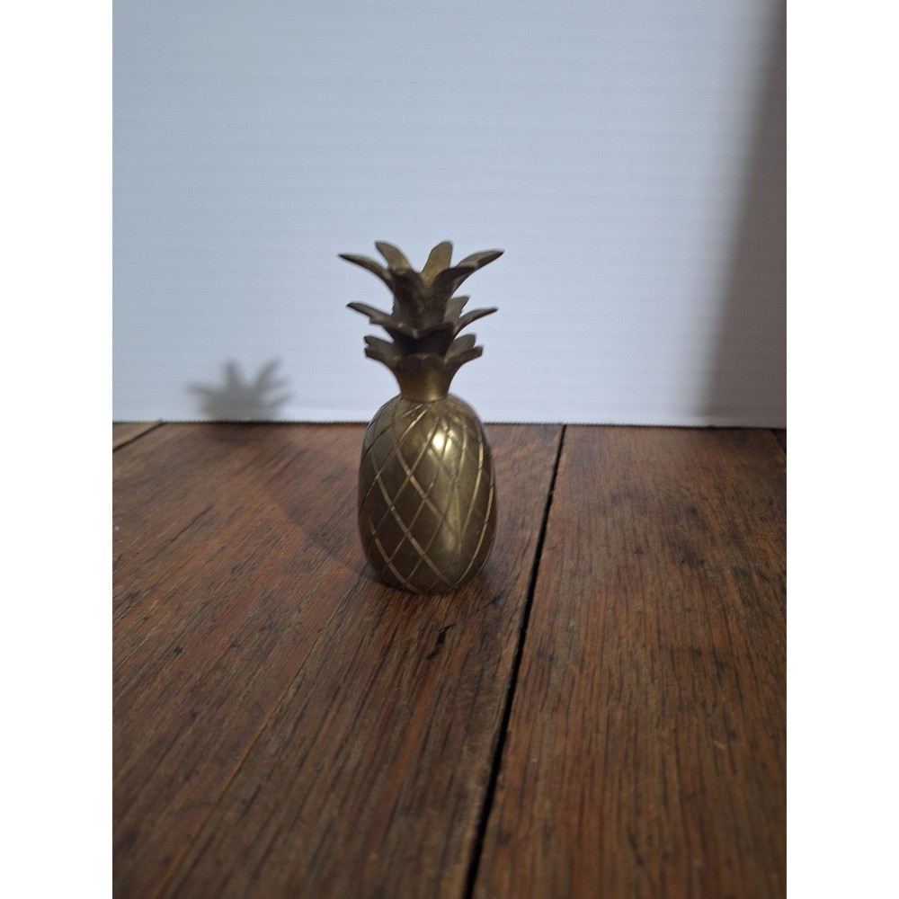 Vintage Solid Brass Pineapple Figurine Small 4 Inch Hand Made in India Decor