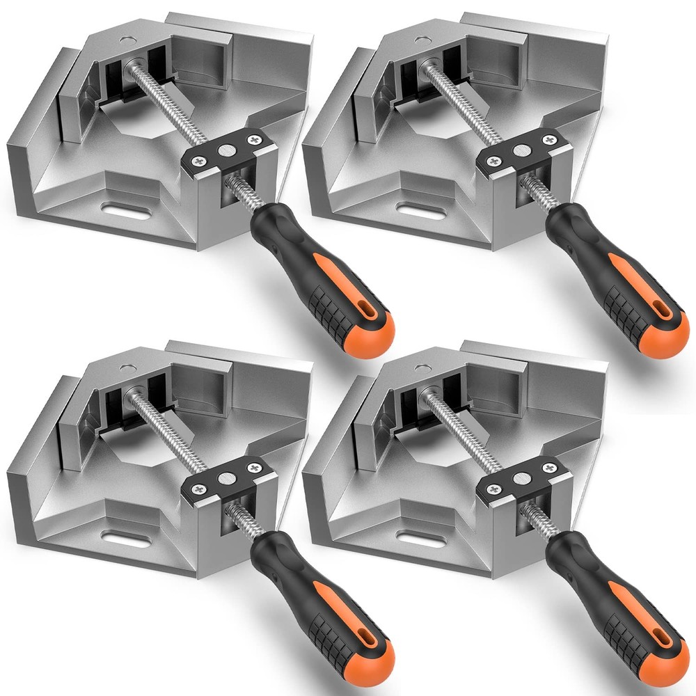 90° Right Angle Clamp - 4-Pack Aluminum Alloy Corner Clamps for Woodworking & DIY