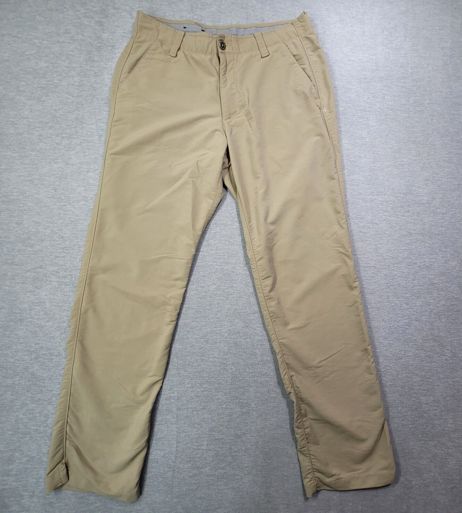 Under Armour Pants Mens 34x32 Beige Loose Performance Stretch Logo Golf Casual