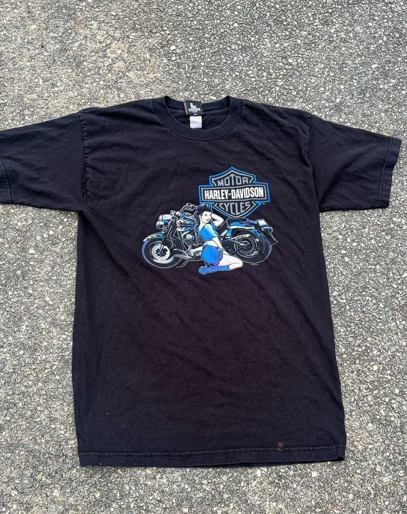 Vintage 2005 Harley-Davidson Vallejo CA Pin-Up Graphic T-Shirt Size Large