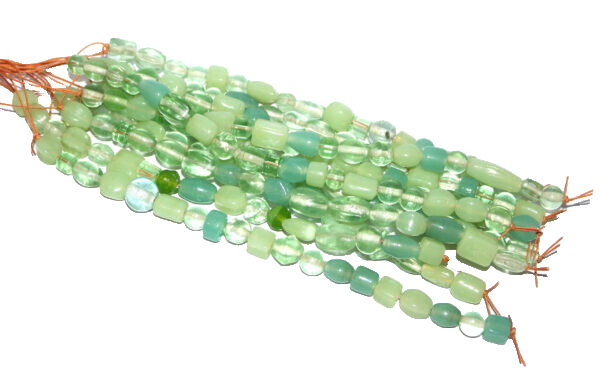 25 Strand Glass Beads Aqua Green Combo, Multi shape and sizes for Jewelry make
