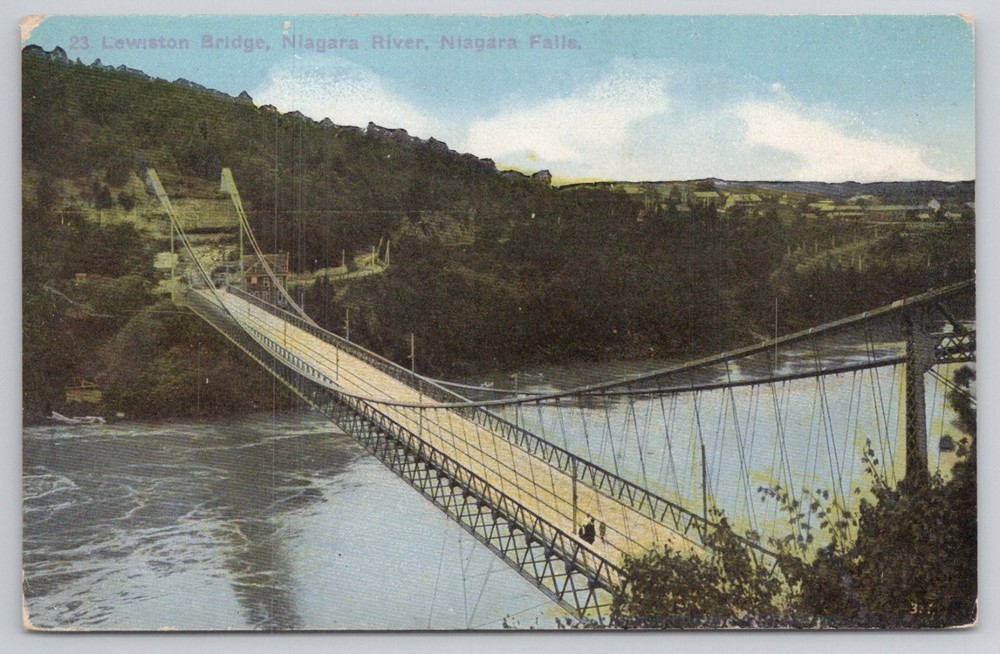Lewiston Bridge Niagara River Niagara Falls NY Ontario Vintage Postcard