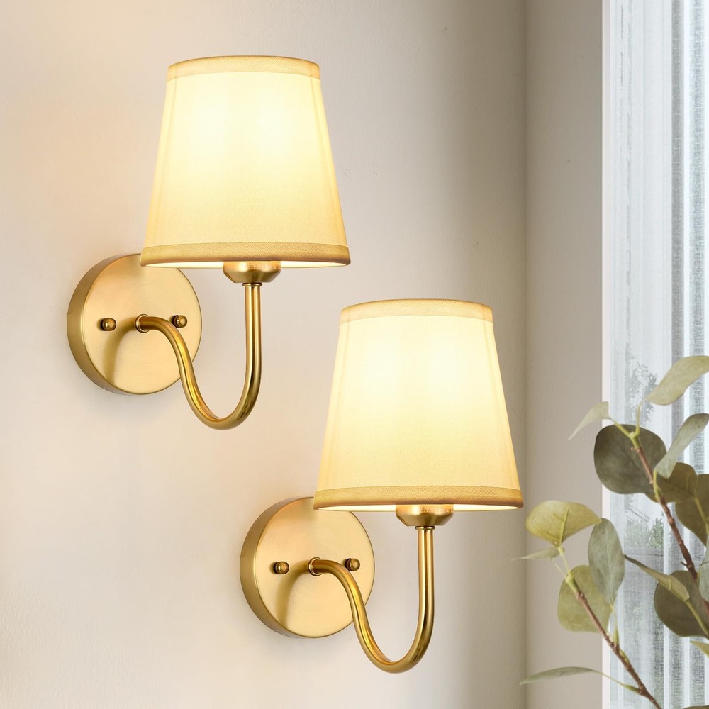 Wall Sconce Set of 2, Gold Bathroom Vanity Sconces Wall Lighting, Indoor Wall...