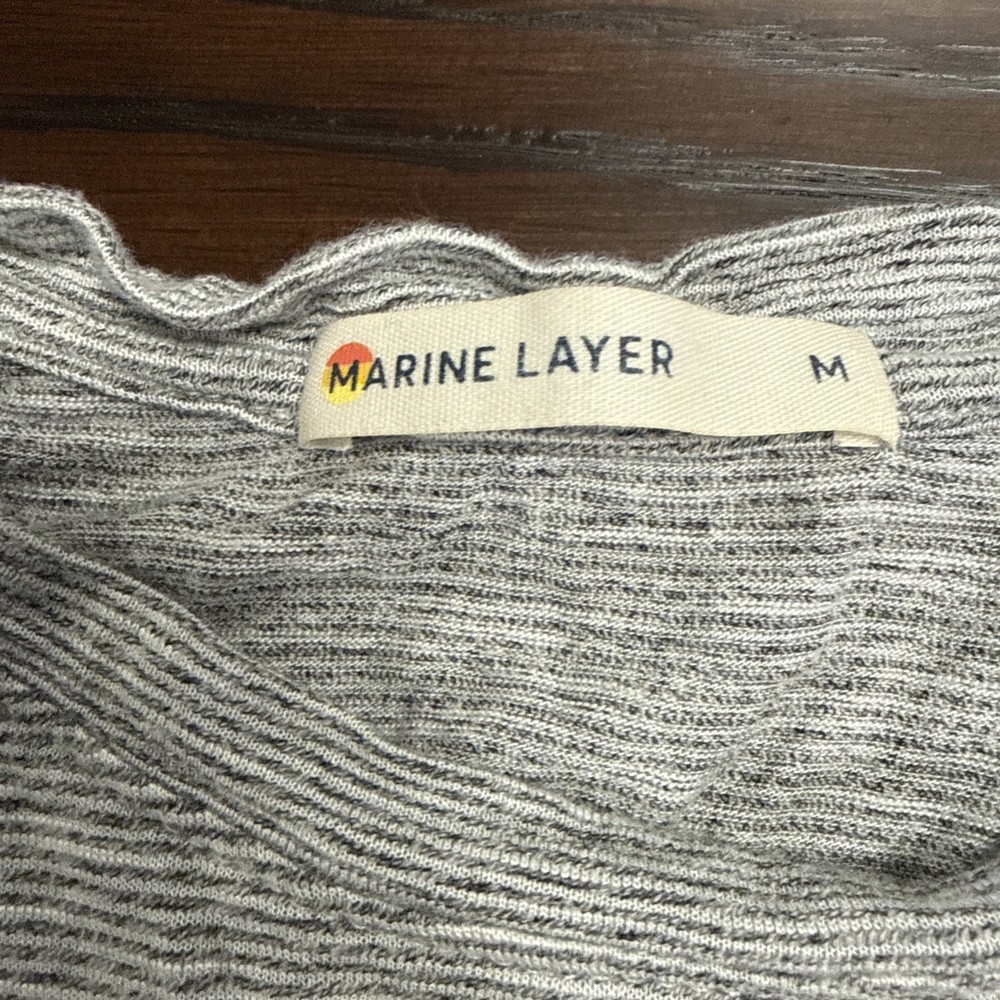 Marine Layer Shirt Womens Med Gray Cotton Split Back Tank Top Sleeveless