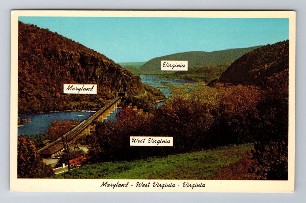 Harpers Ferry WV-West Virginia, Spot Where Three States Meet, Vintage Postcard