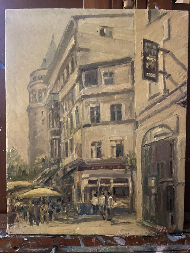 Istanbul, Galata tower, Original Oil Painting, Levent Deparis