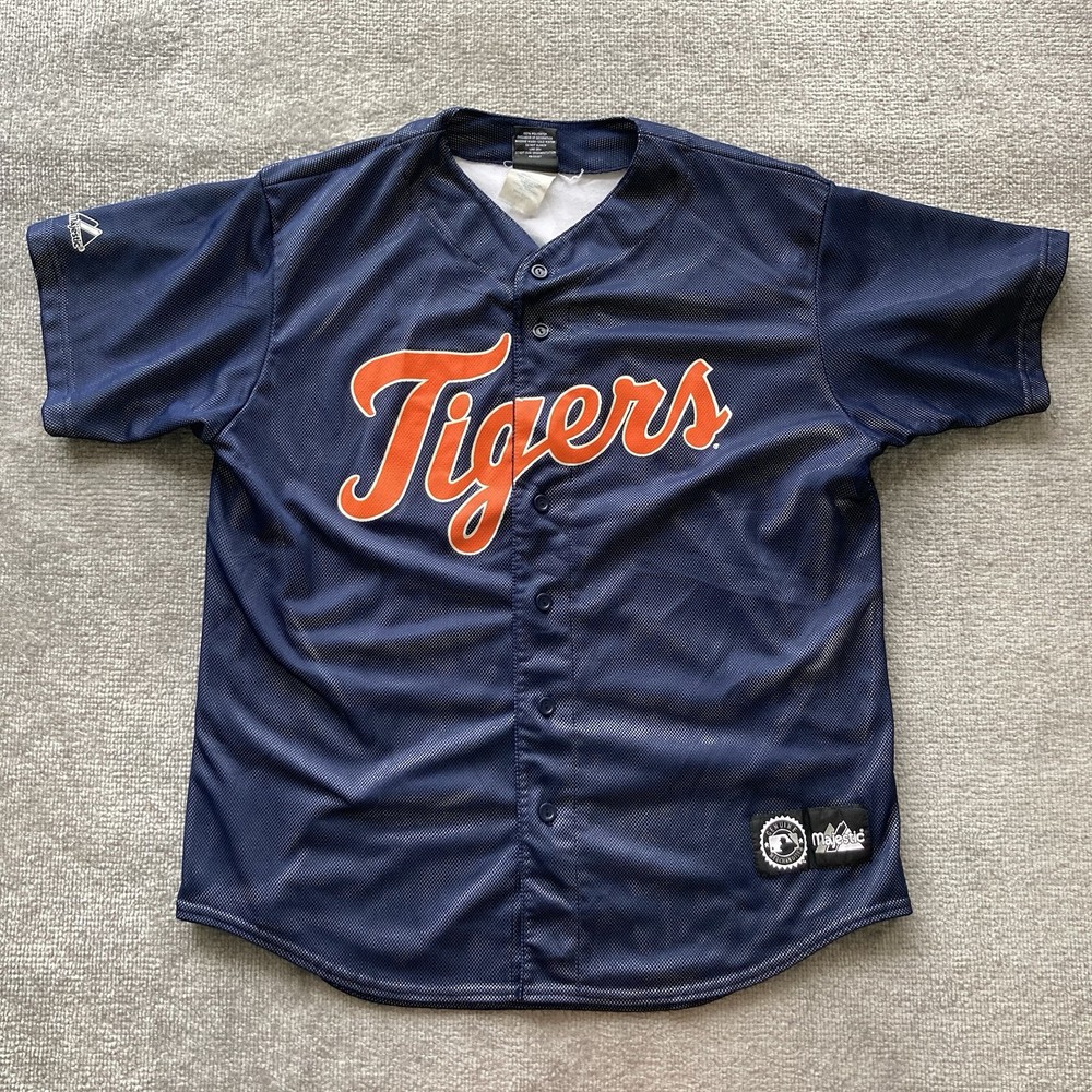 Vintage 90s Detroit Tigers Majestic Button-Up Jersey Mens Large Made in USA Rare