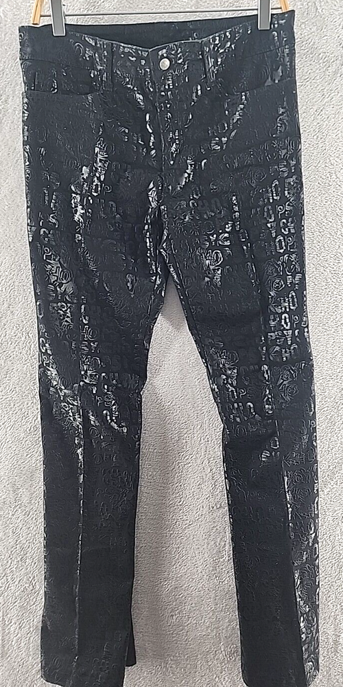 Lip Service Womens Pants Psycho Print Black Belted Vintage RARE