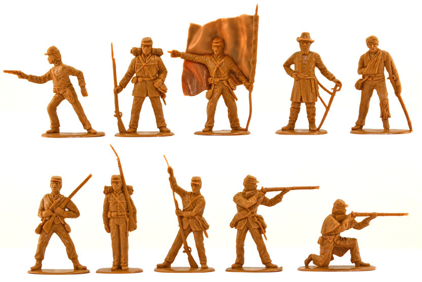Accurate Union Infantry in Butternut Color - 10 54mm soft plastic figures-image