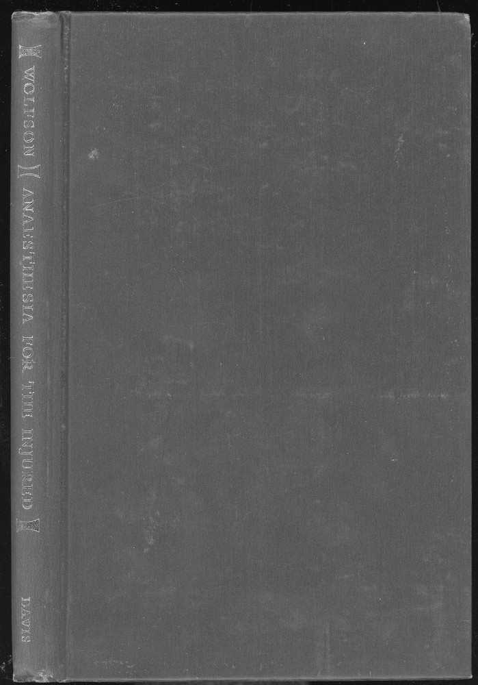 vintage Medical: ANAESTHESIA FOR THE INJURED by Wolfson. 1962. 1st edition.