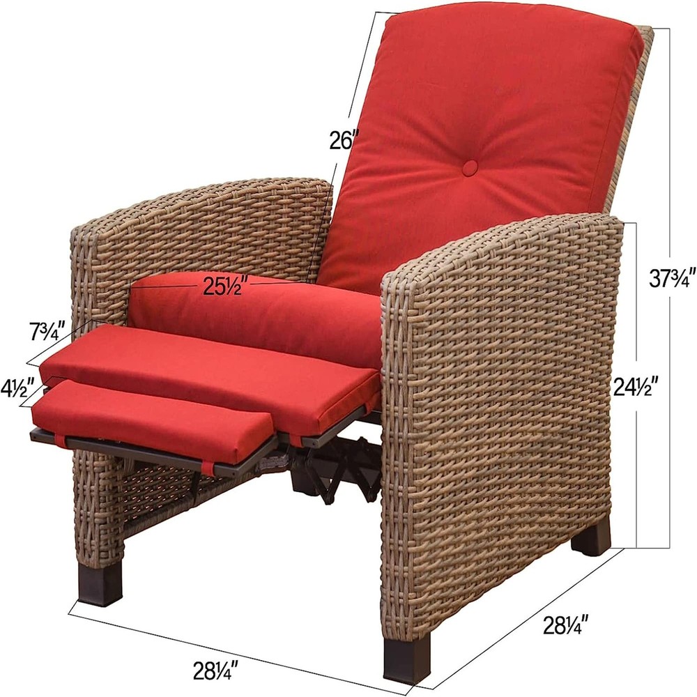 All-Weather Wicker Chaise Lounge Adjustable Lounger with