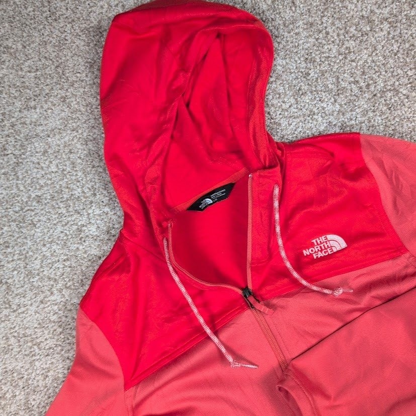 The North Face Womens NF0A3OCG Orange Colorblock Full Zip Hoodie Jacket Large