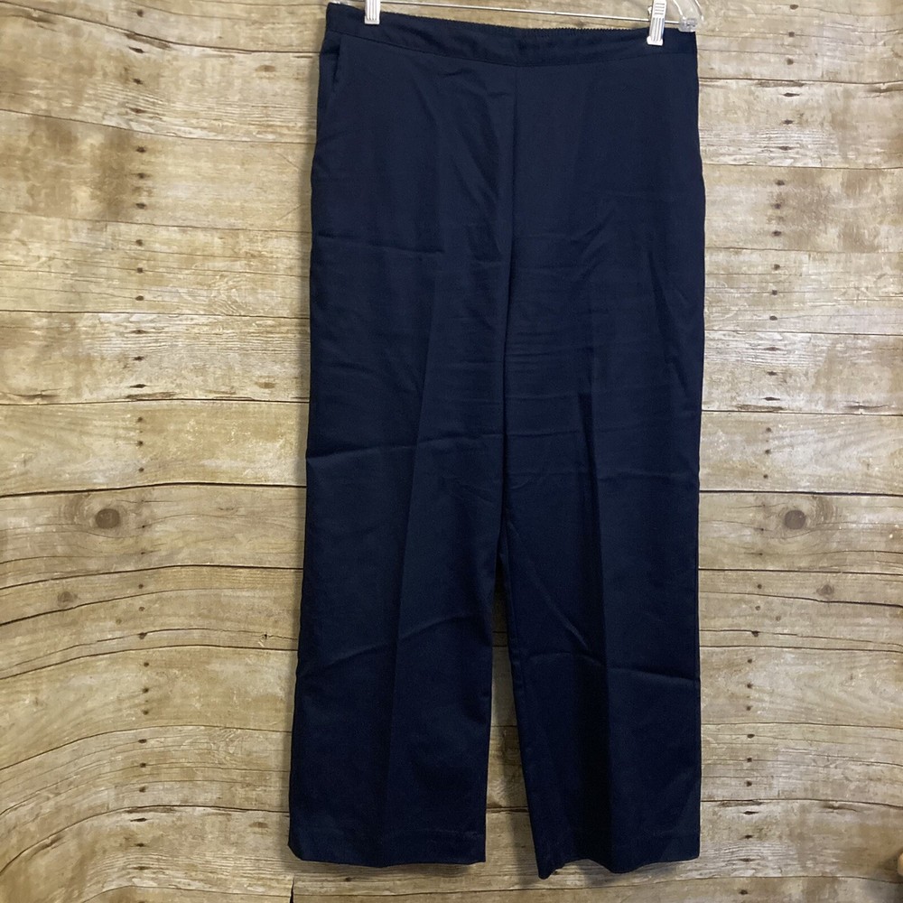 Pantalones Alfred Dunner Talla 16 Azul Marino Elástico Cintura Trasera Abuela Comodidad-image