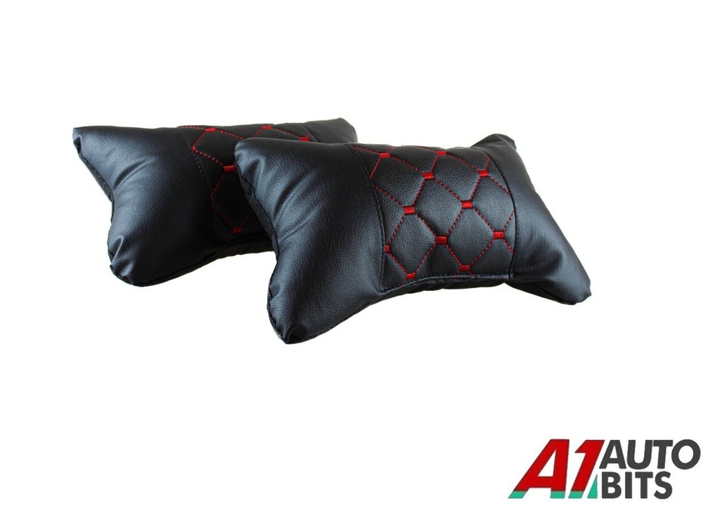 2x Car Seat Head Neck Rest Support Pillow Premium PU Leather Cushion Pad pillow