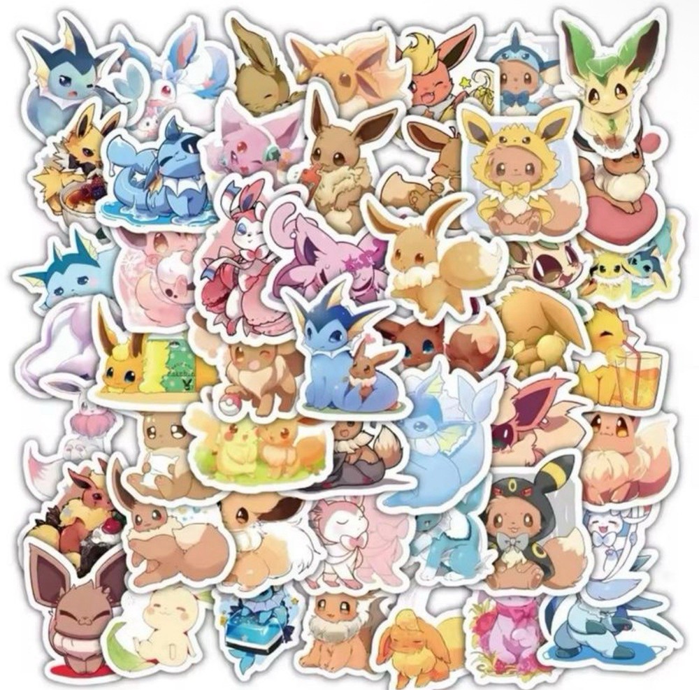 50 Pokemon Stickers Eevee and Eeveelutions Edition