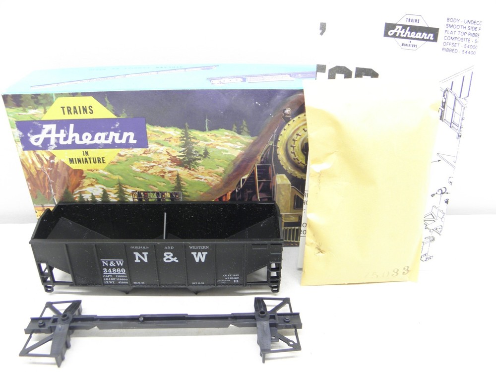 Athearn 34' 2 Bay Hopper - Norfolk & Western - N&W #34860 -Ho Scale- Kit