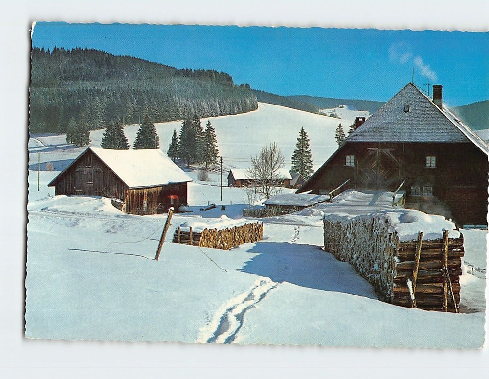 Postcard Verschneiter Bauernhof Im Schwarzwald Germany