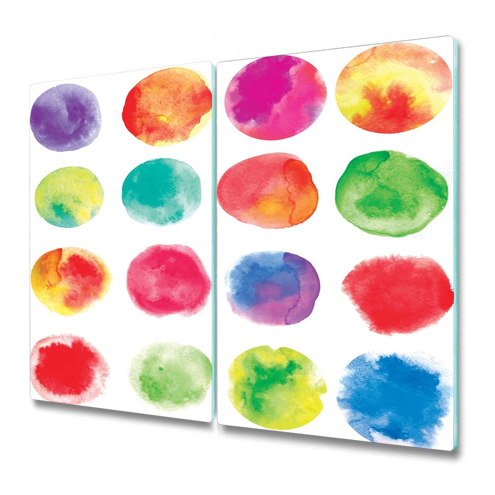 Glass Chopping Cutting Board Watercolour Colourful green and red large 2x30x52