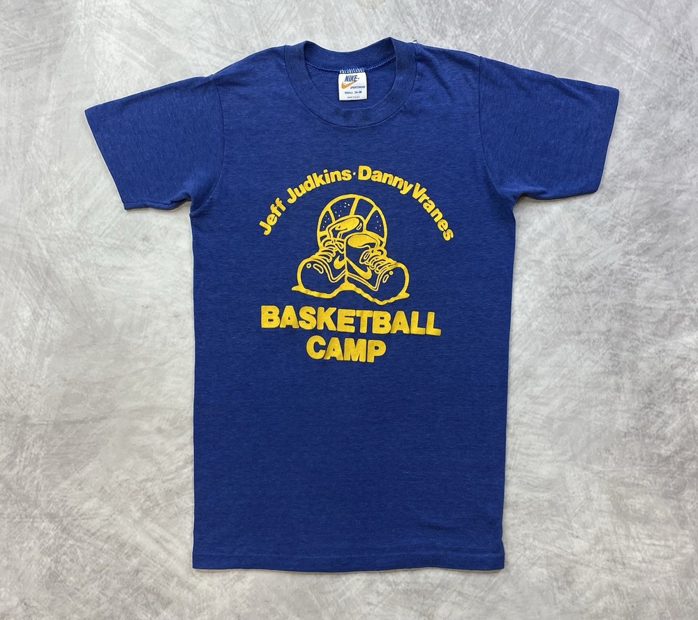 Vintage NIKE 70s Jeff Judkins Danny Vranes Basketball Camp T-Shirt Sz S USA Made