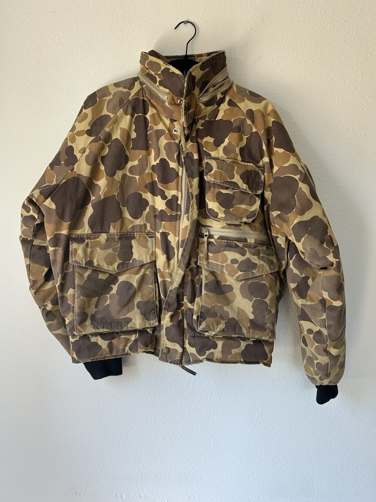 VTG Raerviks Jacket Mens Medium Brown Camo Full Zip Quilt Lined Hunting Coat 90s