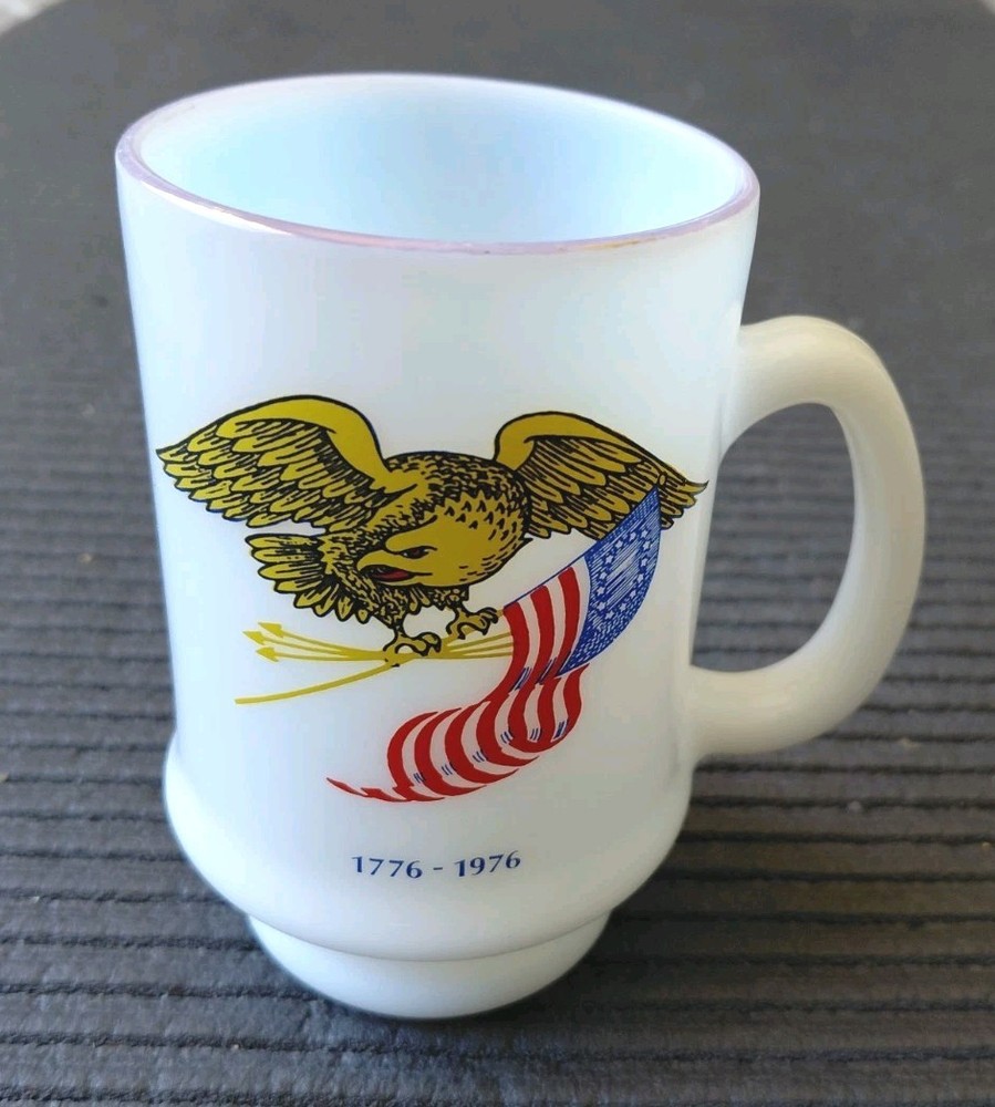 Vintage Bicentennial Milk Glass Mug Cup 1976