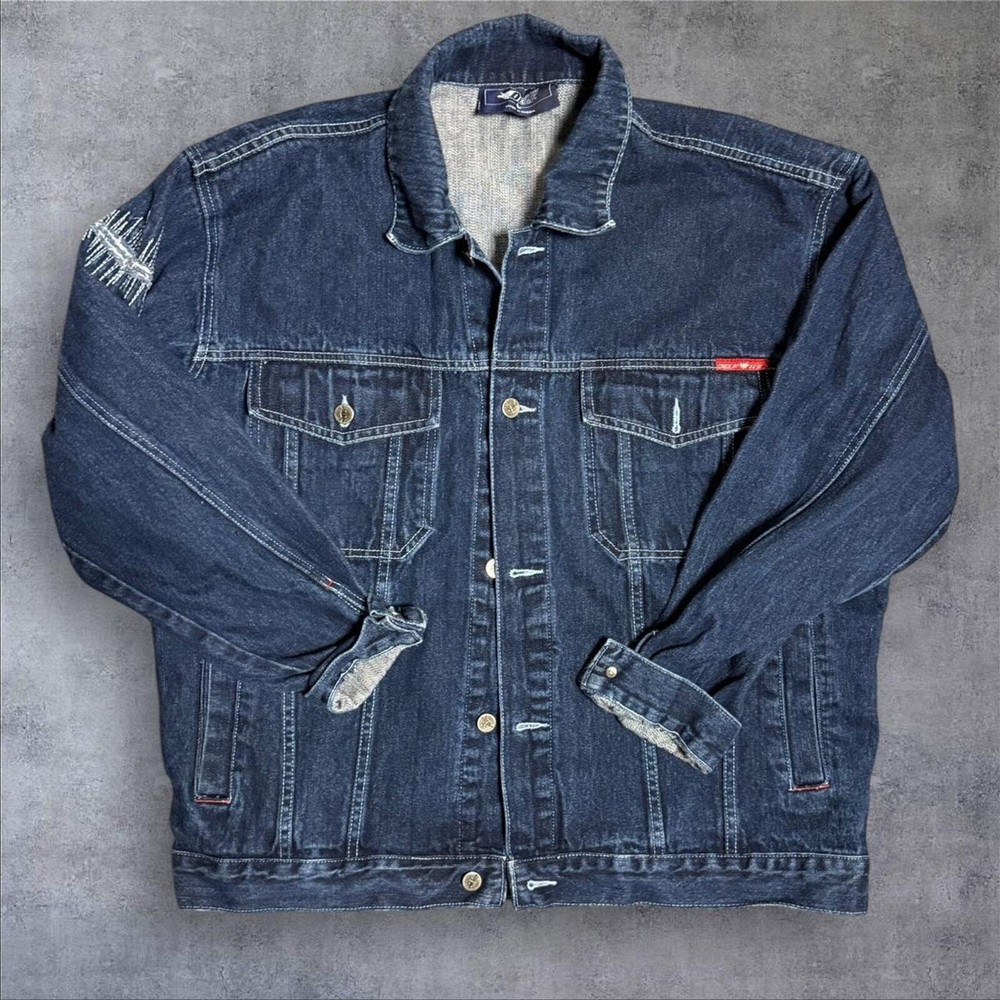 Vintage Delf denim Jean jacket embroidered large