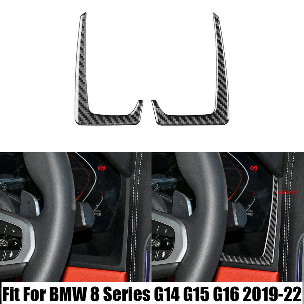Real Carbon Fiber Both Sides Of the Instrument Trim 2X For BMW 8 Series 2019-22
