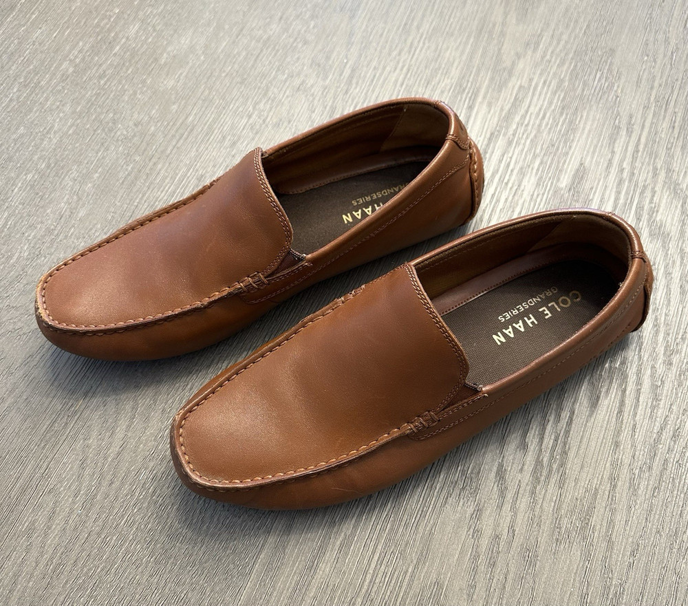 Cole Haan Grand City Venetian Driver Loafers Men's 9M Brown Leather Slip On