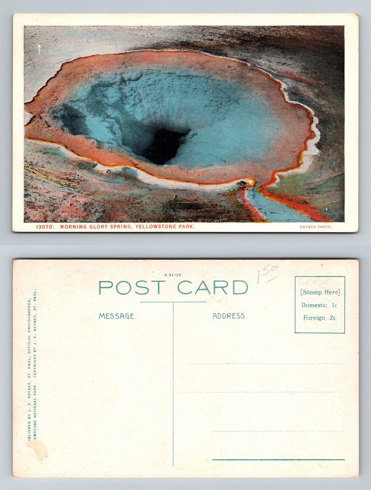 Yellowstone, WY-Wyoming, Morning Glory Spring Colorful Hot Pool Vintage Postcard