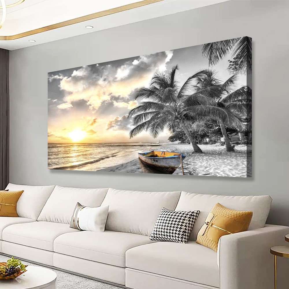 White Beach Pictures Canvas Wall Art Living room Bedroom Wall DecorSeascape Wall
