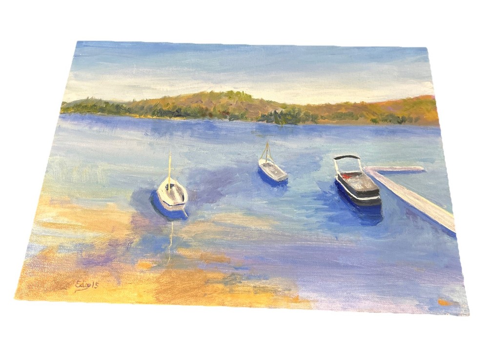 Original Oil Painting on Canvas Mountain Landscape Lake 12 x 16